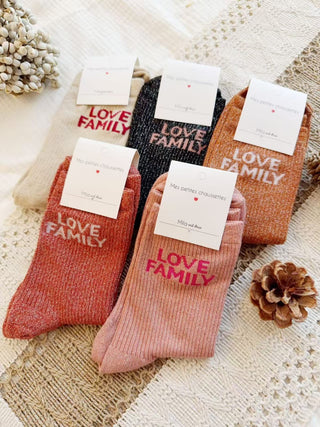 Chaussettes paillettes - " LOVE FAMILY "
