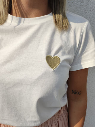 Tshirt SOLENN Blanc coeur or