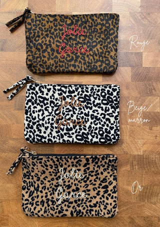 Pochette velours côtelé - LÉOPARD - " JOLIE GARCE "