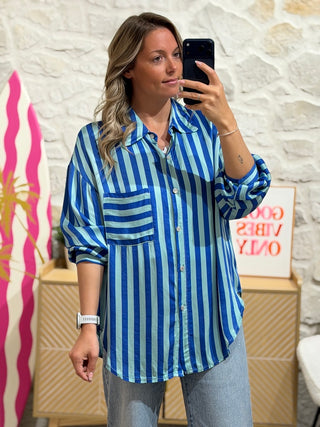 Chemise YANN - Turquoise/bleue (Made in Italie)
