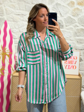 Chemise YANN - Vert/rose (Made in Italie)