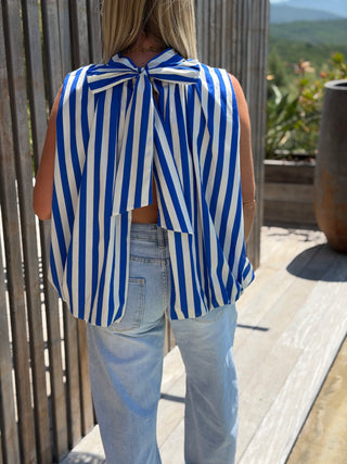 Top rayé MOREY - BLEU ÉLÉCTRIQUE (Made in Italie)