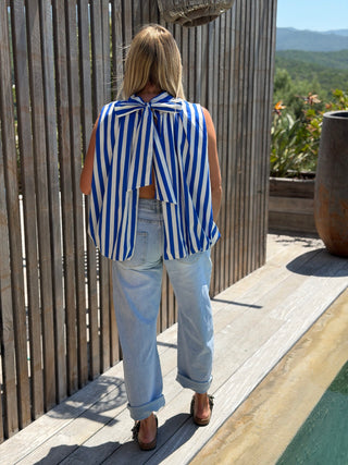 Top rayé MOREY - BLEU ÉLÉCTRIQUE (Made in Italie)