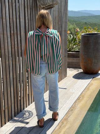 Top rayé MOREY - ROSE/VERT (Made in Italie)