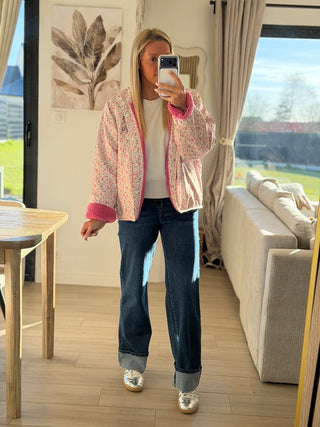 Veste réversible LIBERTY - Rose/fleurs