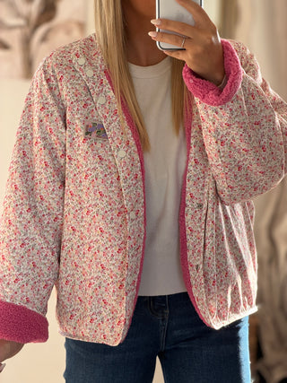 Veste réversible LIBERTY - Rose/fleurs