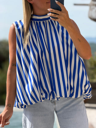 Top rayé MOREY - BLEU ÉLÉCTRIQUE (Made in Italie)