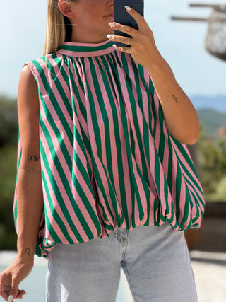 Top rayé MOREY - ROSE/VERT (Made in Italie)