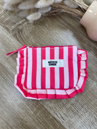 Pochette rayée " MAÎTRESSE ICONIQUE " - ROSE