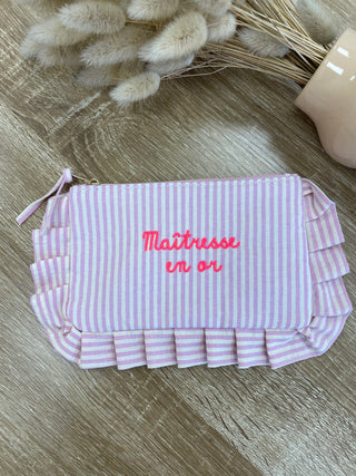 Pochette rayée " MAÎTRESSE EN OR "