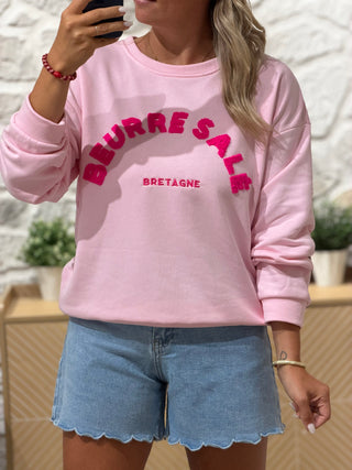 Sweat création BEURRE SALÉ - Rose pâle (Made in Italie)
