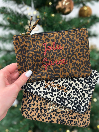 Pochette velours côtelé - LÉOPARD - " JOLIE GARCE "