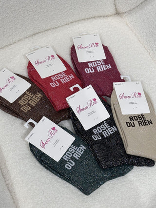 Chaussettes paillettes - ROSÉ OU RIEN