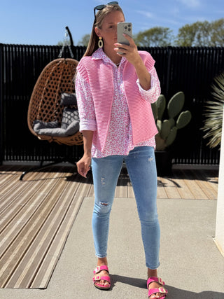 Chemise gaze de coton - GORGINA - ROSE BÉBÉ (Made in Italie)