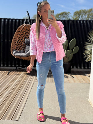 Chemise gaze de coton - GORGINA - ROSE BÉBÉ (Made in Italie)