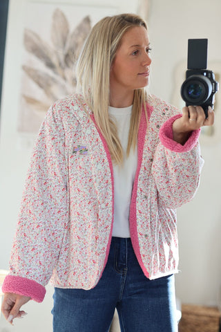 Veste réversible LIBERTY - Rose/fleurs