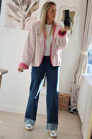 Veste réversible LIBERTY - Rose/fleurs