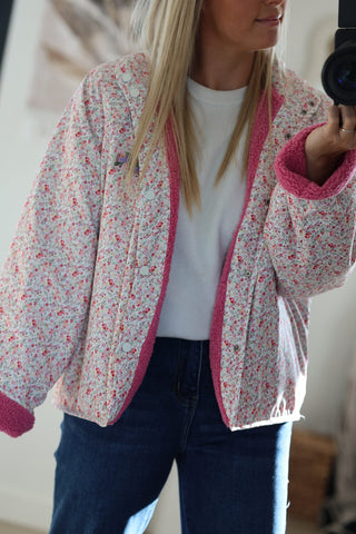 Veste réversible LIBERTY - Rose/fleurs