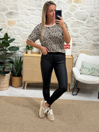 Pantalon enduit - OLIVE