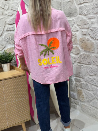 Chemise gaze de coton - SUN - Rose (Made in Italie)