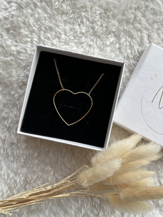 Collier grand cœur ajouré Acier inoxydable