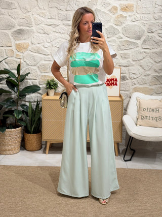 Pantalon POSEIDON - MENTHE (Made in Italie)