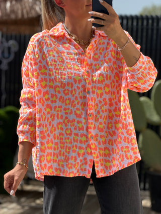 Chemise gaze de coton LYAM - Orange  (Made in Italie)