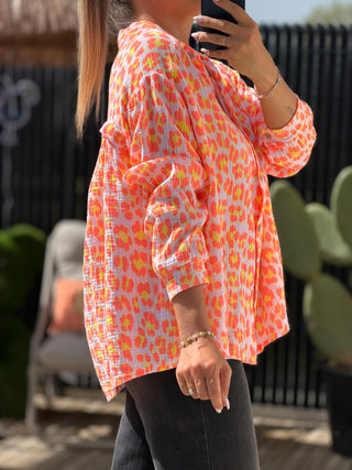 Chemise gaze de coton LYAM - Orange  (Made in Italie)