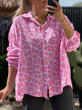 Chemise gaze de coton LYAM - Lilas (Made in Italie)