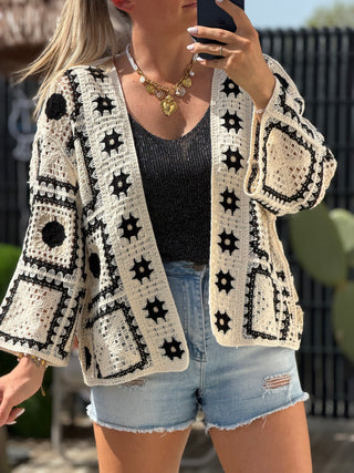 Gilet en crochet TAL - NOIR