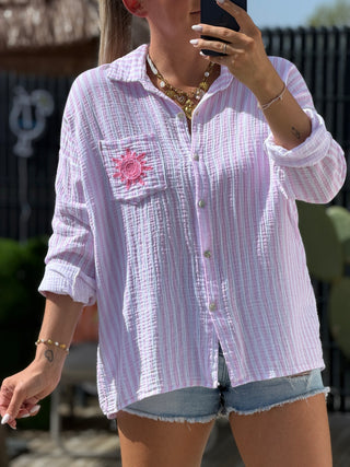 Chemise gaze de coton - SOLEIL - Rose (Made in Italie)