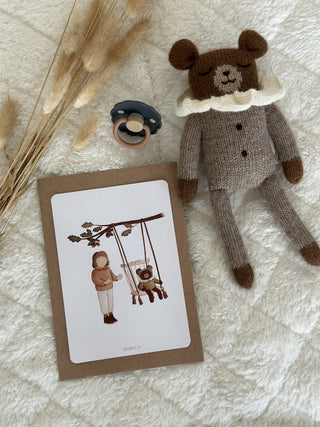 Carte “ Doudou sur balancoire ”