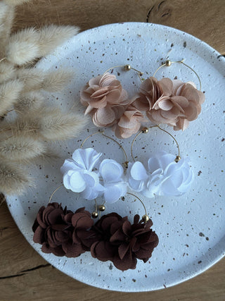 Boucles d'oreilles N*60 Taupe/Blanc/Marron
