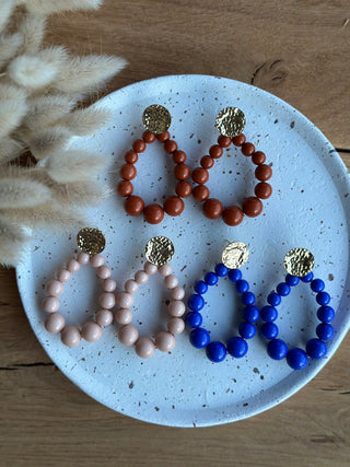 BOUCLES D'OREILLES N*5 Marron/Taupe/Bleu Roi