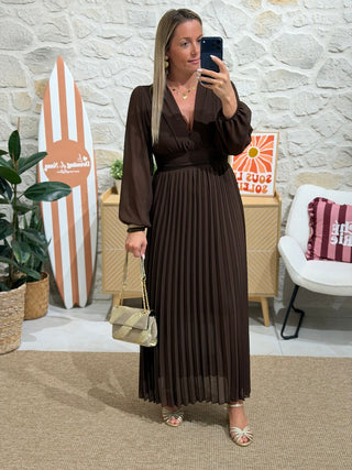 Robe ESMERALDA - Marron (Made in Italie)