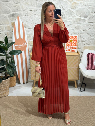Robe ESMERALDA - Brique (Made in Italie)
