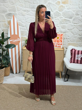 Robe ESMERALDA - Bordeaux (Made in Italie)