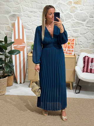 Robe ESMERALDA - Bleue canard (Made in Italie)