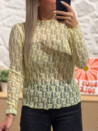 Top en dentelle TIFANIE - JAUNE (Made in Italie)