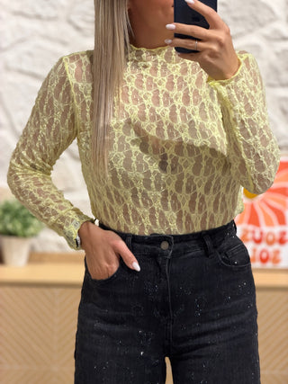 Top en dentelle TIFANIE - JAUNE (Made in Italie)