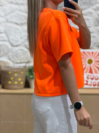 T-shirt PIERROT - Orange fluo (Made in Italie)