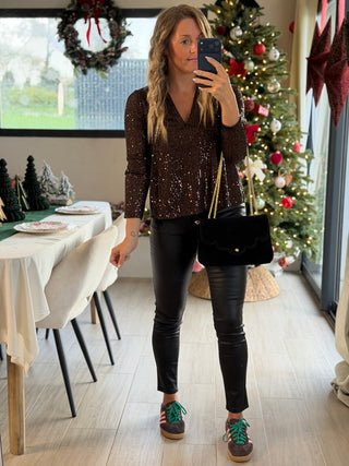 Blouse BULLES - CHOCOLAT (Made in Italie)
