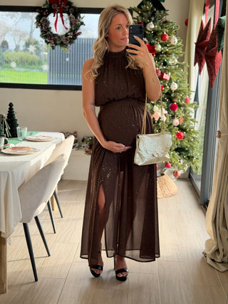 Robe POCAHONTAS - CHOCOLAT (Made in Italie)