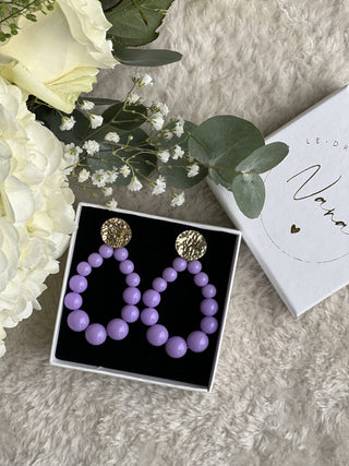 BOUCLES D'OREILLES N*5 LILA BRILLANT Acier inoxydable