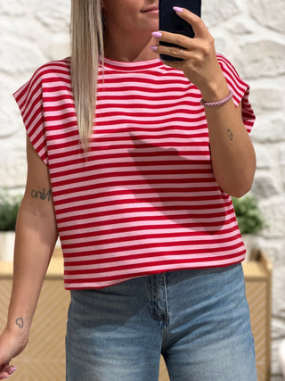 T-shirt MUNA - ROSE/ROUGE (Made in Italie)