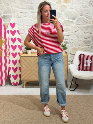 T-shirt MUNA - ROSE/ROUGE (Made in Italie)