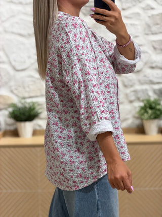 Chemise gaze de coton TALULA - Rose (Made in Italie)