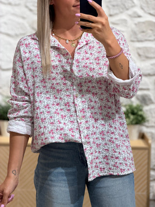 Chemise gaze de coton TALULA - Rose (Made in Italie)