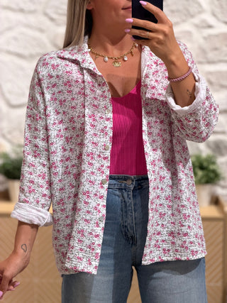 Chemise gaze de coton TALULA - Rose (Made in Italie)