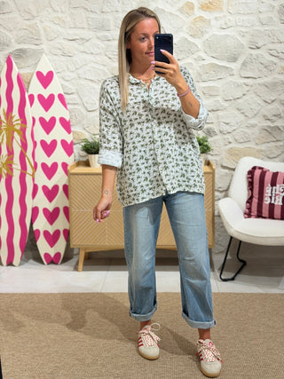 Chemise gaze de coton TALULA - Kaki (Made in Italie)
